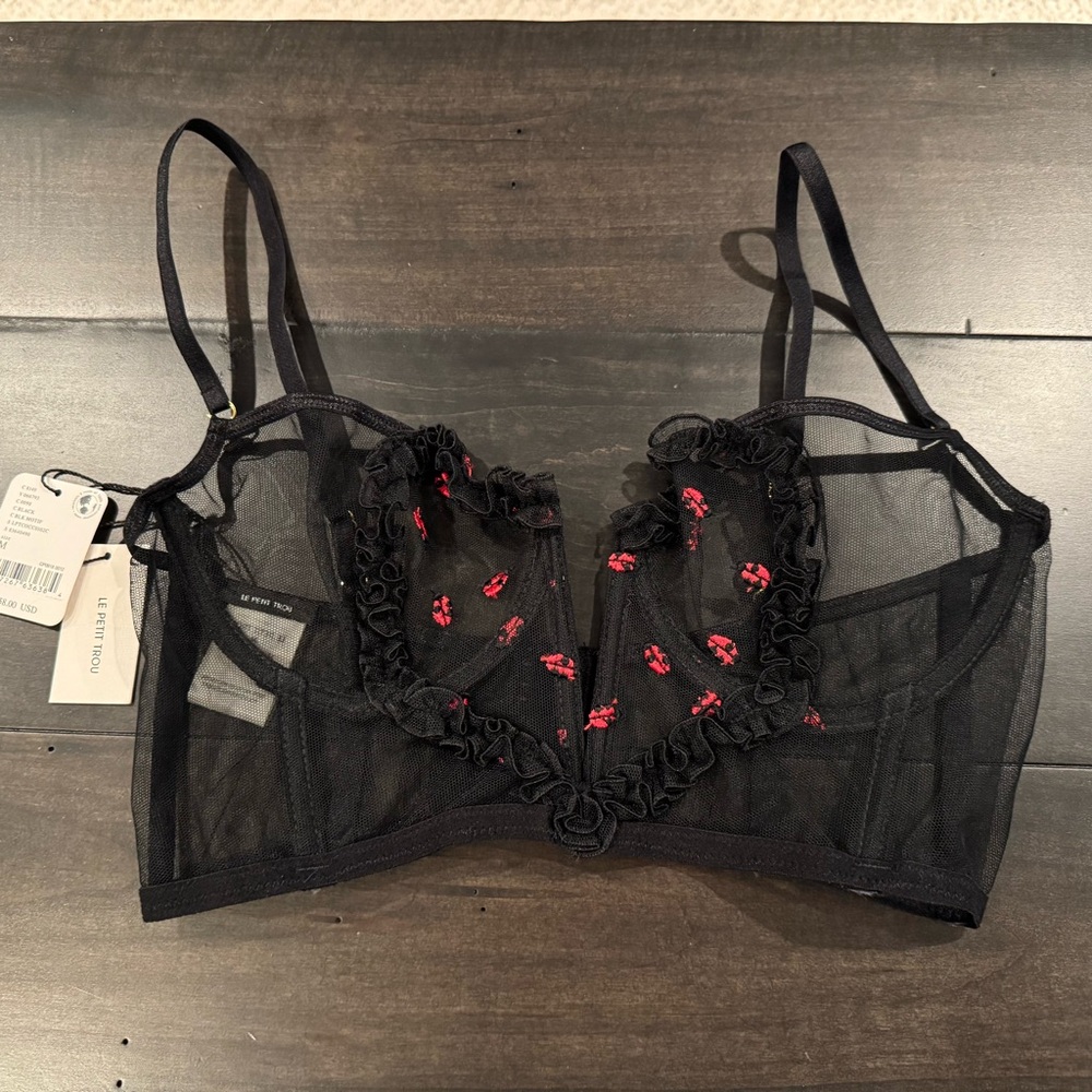 NWT Lady Bug Embroidered Bustier Bralette